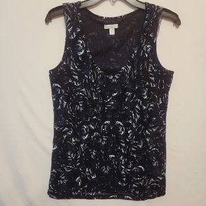 Ruffle Front Sheer Vneck Blouse